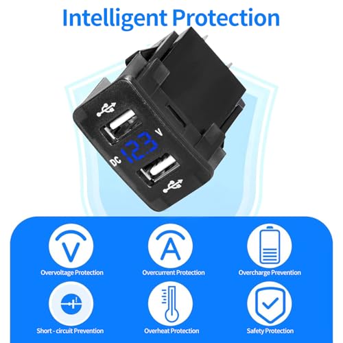 Levigo Dual Port USB Car Charger – 5 V 4.2 A Fast Charging Solution with LED Voltage Meter for Honda Vehicles – Compact 12/24 V Compatibility, Enhanced Safety Features, and Efficient Device Charging for Road Trips and Commutes