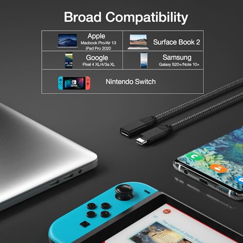 Upgrade Your Connectivity with Use Bean 2 FT USB C Extension Cable 2 Pack – Achieve 20 Gbps Data Transfer & 4 K Video Output for Mac Book Pro, i Pad Air, Dell XPS, Galaxy S25, i Phone 15 – Ideal Type-C Extender for Seamless Performance and Enhanced Compatibility