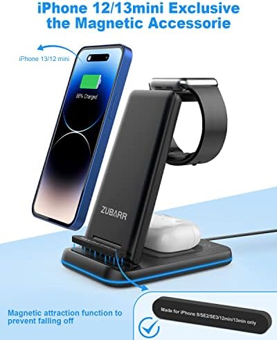 Revolutionary 3-in-1 Foldable Wireless Charging Station for i Phone, Apple Watch & Air Pods – Ultra-Portable Travel Charger with Rapid Charging for i Phone 16/15/14/13/12/11/Pro/XR & Air Pods Pro/4/3/2 – Perfect Solution for Mobile Professionals and Adventurers