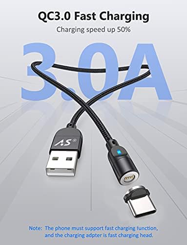 A.S 3-in-1 Magnetic Charging Cable for Enhanced Connectivity – Fast Charging and Data Sync for Micro USB, USB C, and i-Product Smartphones – Versatile 3.3 ft & 6.6 ft Lengths, Durable Black Design for Efficient Power Delivery and Hassle-Free Use