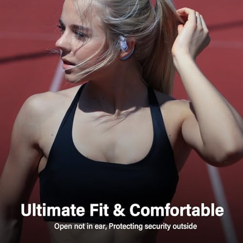 Mosonnytee Bluetooth Open Ear Workout Earbuds – Lightweight Wireless Running Headphones with 30 Hours Playtime, Ideal for i Phone and Outdoor Activities, Enhanced Safety with Air Conduction Technology and Secure Earhook Design (White)