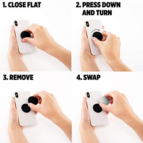 Mag Safe Pop Grip for i Phone – Magnetic Phone Stand with Swappable Top – Bon Bon Black – Ergonomic Secure Grip for Hands-Free Viewing & Wireless Charging Compatibility – Ultimate Mobile Accessory for Enhanced Usability and Style