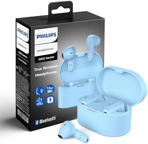 Revolutionize Your Audio Experience with PHILIPS True Wireless Earbuds – Advanced Bluetooth 5.3 Headphones Featuring 13 mm Drivers and AI Mic for Crystal-Clear Calls, IPX4 Waterproof Design for Active Lifestyles, 15 Hours of Playtime, Ultimate Compatibility with i Phone, Android & All Bluetooth Devices in Sleek White Finish
