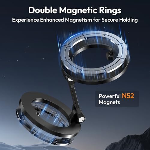 Itramax Magnetic Ring Phone Holder for iPhone 16,Double Ring Adjustable Cell Phone Stand,Magnetic Phone Holder 360° Rotation Portable Mount for iPhone 15 14 13 12 Pro Max,Mag/Safe Case,Gym,Golf Cart – Enhanced Compatibility and Speed