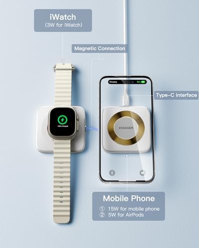 Magnetic 3-in-1 Detachable Wireless Charging Station for Apple Devices – Fast Charging Solution for i Phone 15/14/13/12, Air Pods Pro/2/3, and Apple Watch – Space-Saving, Portable Design for Effortless Device Management