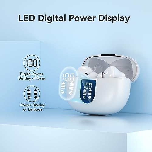 Elevate Your Sound Experience: Stylish Rose Gold Wireless Earbuds with Bluetooth 5.3, 40-Hour Playtime, Deep Bass Stereo, Noise-Canceling Mic, and IP7 Waterproof Durability for i OS & Android Devices – Perfect for Music Lovers and Active Lifestyles