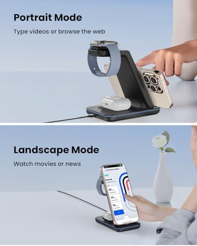 CIYOYO 3-in-1 Fast Wireless Charging Dock – Streamlined Power Hub for i Phone 16/15/14/13/12/SE, Apple Watch Series 9/8/7/6/SE/5/4, and Air Pods Pro/3/2 – Maximize Charging Efficiency with Innovative Safety Features and Sleek Aesthetic Design for Modern Living