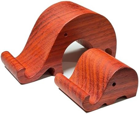 Elegant Natural Originally Handmade Creative Rosewood Cell Phone Stands Set, Elephants Mom and Babe, Portable Holder for Mobile Phones and Pads – Enhanced Compatibility and Speed