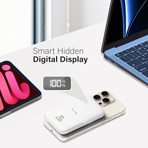 10,000 m Ah Magnetic Power Bank with Metal Kickstand, Ultra-Fast 20 W Charging, LED Battery Indicator, USB-C & Mag Safe Compatibility – Ideal for i Phone 15/14/13/12 Pro Series and Android Devices, Lightweight Design for On-the-Go Convenience