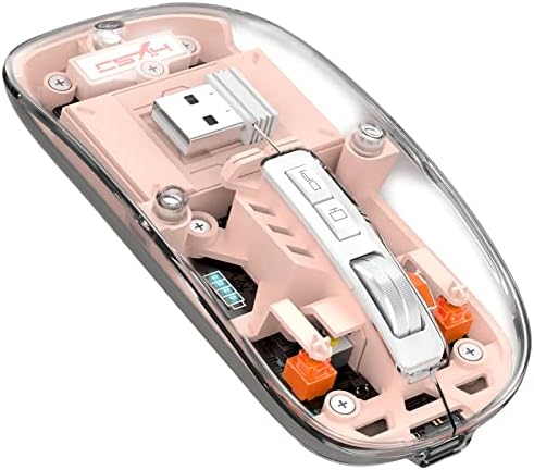 Sleek A.JAZZ Wireless Bluetooth 5.1 & 2.4 G Mini Mouse – Lightweight, Rechargeable, and Silent for Ultimate Focus in Office, PC, Mac, and i Pad Use – Stylish Transparent Design with Nano USB-C Receiver for Enhanced Compatibility and Performance