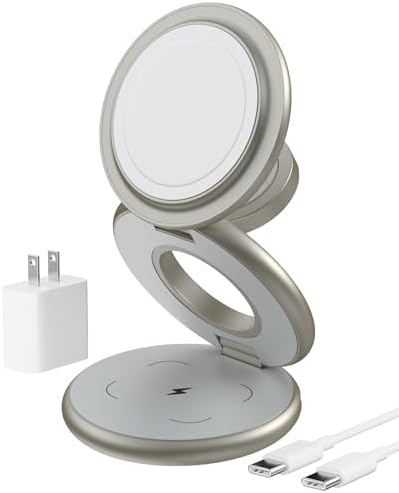 Ultra-Fast 3-in-1 Magnetic Wireless Charging Station for Apple Devices – Foldable Aluminum Alloy Dock for i Phone 16/15/14/13/12, Apple Watch & Air Pods with 20 W Adapter – Portable Power Solution for Travel Enthusiasts and Tech Savvy Users
