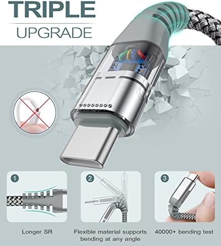 sweguard 3.1 A Fast Charging USB Type C Cable – 2 Pack 6.6 ft Nylon Braided Charger for Samsung Galaxy, LG, Moto, PS5 – Durable, Tangle-Free, High-Speed Data Sync – Ultimate Compatibility and Convenience in Pink