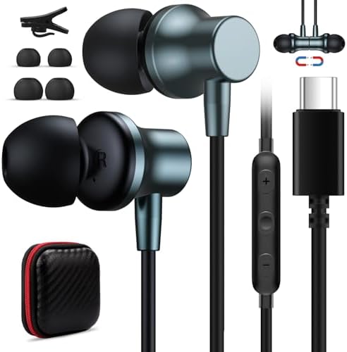 Advanced USB C Wired Earbuds: Noise-Canceling Type C Headphones with Mic for i Phone 16, Samsung Z Flip 6, and More – Universal Compatibility, Ergonomic Design & Fast Charging for Superior Sound Quality and Comfort