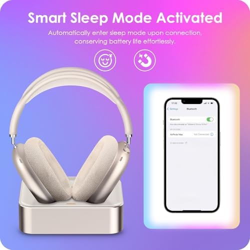 Magnetic Headphone Charging Station for Air Pods Max (2020/2024) – Dual Lightning & Type-C Connector Dock for Enhanced Compatibility and Quick Power-Up – Stylish Starlight Design for Home or Office Use