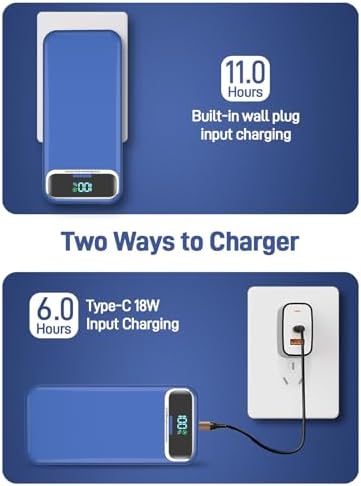 Ultimate 20,000 m Ah Portable Charger with Built-in Cables & AC Plug – Super Fast PD20 W & SCP22.5 W USB-C Power Bank for Quick Device Charging – LED Display & Universal Compatibility for i Phone, Samsung & More – Essential Travel Accessory for On-the-Go Power Solutions