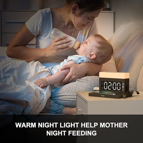 Ultimate 6-in-1 Wireless Charging Station with Digital Alarm Clock and Adjustable LED Night Light – 15 W Fast Charger for i Phone 16/15/14/13/12/11, Samsung Galaxy, Air Pods & Apple Watch Compatibility – Stylish Multi-Device Charging Hub with Cable Management, 13 LED Modes, and Enhanced Safety Features for Home, Office, and Travel Use