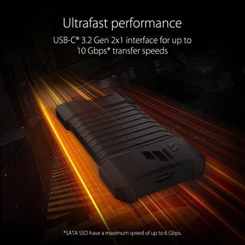 ASUS TUF Gaming A1 External M.2 NVMe SATA PCIe SSD Enclosure – Ultra-Fast USB-C Storage Solution with M.2 Q-Latch, IP68 Waterproof & Dustproof Design, Perfect for PS5 and Xbox Gamers, Enhanced Drop Resistance, Sleek Black Finish for Optimal Performance and Reliability