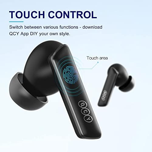 QCY HT05 Active Noise Cancelling Wireless Earbuds – Bluetooth 5.2 Headphones with 30-Hour Playtime, AI-Enhanced Call Clarity, 6 Mics, Anti-Wind Noise, and Customizable EQ App for Tailored Sound Experience