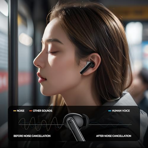 Ultra-Long Playtime Bluetooth 5.3 Noise Cancelling Earbuds – 140-Hour Battery Life, 4-Microphone Sound Isolation, IPX4 Waterproof, Touch Controls, LED Battery Indicator – Premium Comfort for Audiophiles and Professionals in Stylish Black Finish