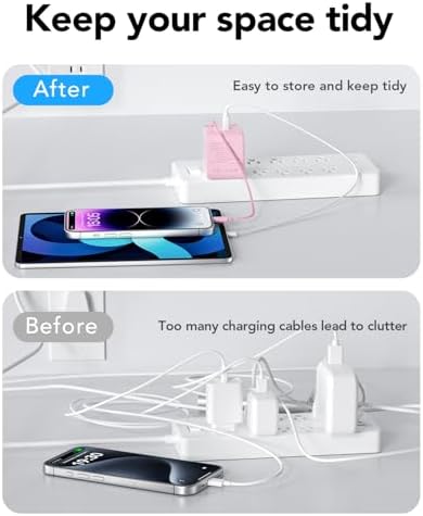 Rapid 35 W Ga N USB Wall Charger with Retractable Lightning Cables – Portable and Sleek Charging Solution for i Phone 14/13/12 & i Pad – Tangle-Free Design for Effortless Travel and Enhanced Compatibility with Apple Devices