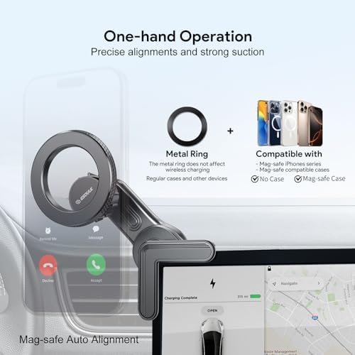 Esoulk Ring Magnetic Car Phone Holder – Ultimate Versatile Mount for Dashboard, Windshield & Air Vent – Strong Magnetic Grip for Enhanced Driving Safety – Compatible with Mag Safe & All Smartphone Models – Effortless Installation, Sleek Design, and Optimal Convenience for Modern Drivers