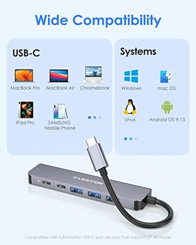 LENTION 4 K HDMI USB C Hub – Multiport Adapter with 3 USB-A Ports, USB-C Data Port, and 100 W PD Charging for Mac Book Pro/Air, i Phone 15 Pro/Pro Max, Surface, and Chromebook – Stylish Rose Gold Design for Seamless Connectivity and Enhanced Productivity