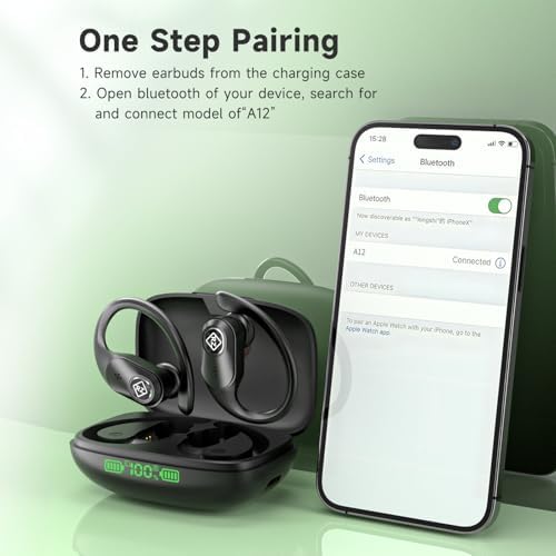Transform Your Sound Journey with RIZIZI Waterproof Wireless Earbuds: 96-Hour Playtime, Robust Deep Bass, Real-Time LED Battery Display, and Integrated Microphone – Ideal for Active Lifestyles, Seamlessly Compatible with i Phone, Android, and Samsung Devices