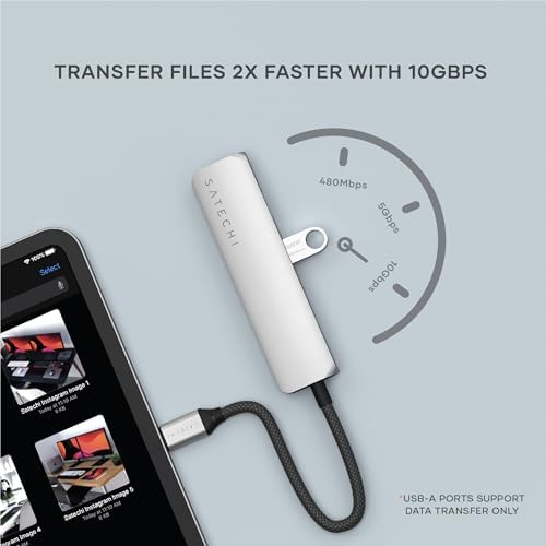 Satechi 4-in-1 USB-C Hub Multiport Adapter – Enhance Your Connectivity with 4 K HDMI Output, Dual USB 3.0 Ports, and a Sleek Black Design for Mac Book & Chromebook Users – Perfect for Remote Work and Media Streaming