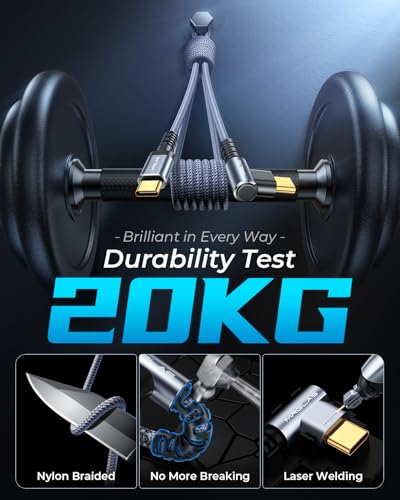 Experience Unmatched Charging Versatility with MRGLAS 4-Pack USB C to USB C Cables – 60 W Fast Charge, Right Angle Design, Perfect for i Phone 16 Pro Max, Samsung S25, and i Pad Pro – Durable Gold-Plated Connectors and Multiple Length Options (10 FT, 6.6 FT, 3.3 FT, 1.6 FT) for Seamless Connectivity and Enhanced Durability – Elevate Your Power Delivery Game with Nylon Braided Cables for Optimal Performance and Reliability