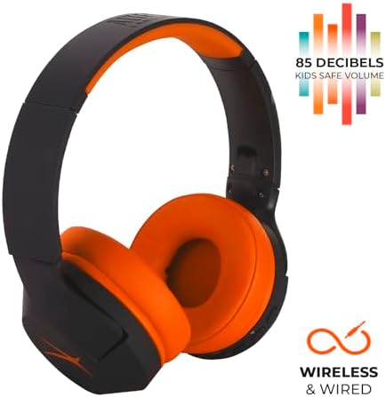 Altec Lansing Kid-Safe Wireless Headphones – Active Noise Cancellation for Children Aged 7+, 85 d B Volume Limiting, 15-Hour Battery Life, Ergonomic Foldable Design for Ultimate Comfort and Safety in Music, Movies, and Gaming