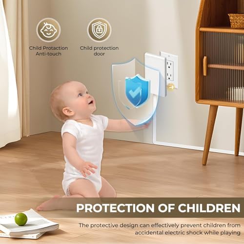 Revolutionize Your Power Access with the Outlet Concealer Power Strip – 3 AC Outlets, 5 ft Flat Plug Extension Cord for Home, Office & Kitchen – Child & Pet Safe Design, Universal Compatibility, 1625 W Capacity, Ideal for Streamlined Electronics Management