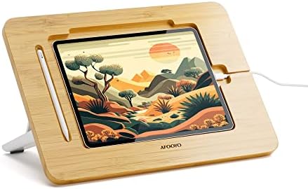 Eco-Friendly Bamboo Tablet Drawing Stand – Adjustable 5 Angles for Ultimate Comfort, Lightweight & Portable Riser for Tablets and Laptops (9.7″ to 11″) – Enhance Creativity and Ergonomics with Non-Slip Stability
