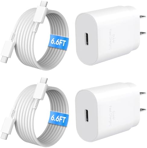 Rapid 25 W USB-C Wall Charger for Samsung Galaxy Devices – High-Speed Type-C Power Adapter with 6.6 ft Extended Charging Cable for Ultimate Flexibility and Device Compatibility – Ideal for S24 Series, S23 Ultra, S22, S21, S20, and Note Lineup