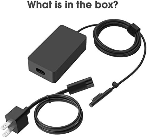 High-Performance 44 W Surface Charger for Microsoft Devices – Fast Charging Power Supply Adapter with 6.2 Ft Cord, Compatible with Surface Pro 3/4/5/6/7, Surface Laptop & Go, USB Port for Simultaneous Device Charging, Enhanced Safety Features
