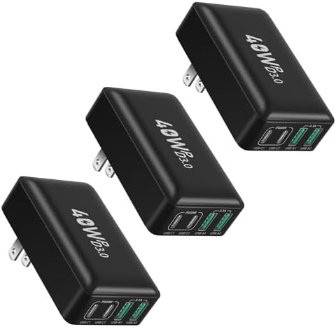 OKRAY 3-Pack 40 W USB-C Wall Charger with Foldable Plug – Compact Multiport Power Adapter for Rapid Device Charging – Perfect for i Phone 16/15/14/13/12 Pro, i Pad, Air Pods, and Apple Watch – Features Quick Charge & Power Delivery 3.0 for Safe, Efficient Power Management – Ultimate Travel Companion for Busy Lifestyles