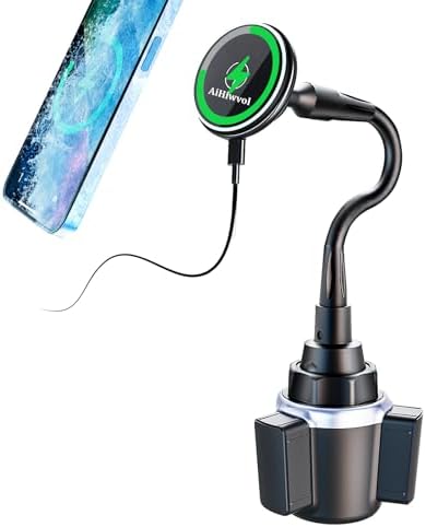 for Qi2 15W Magsafe Car Charger, Heat Restriction, Fast Charging Magnetic Cup Holder Phone Holder, Adjustable Wireless Cupholder Charger for iPhone 16 15 14 13 12 Series(No Car Adapter) – Enhanced Compatibility and Speed