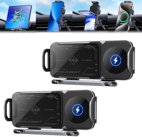 Smart Auto Rotating Wireless Car Charger and Phone Holder for Foldable Devices – 2-in-1 Fast Charging Solution with Enhanced Compatibility and Safety Features (Sleek Black Design)