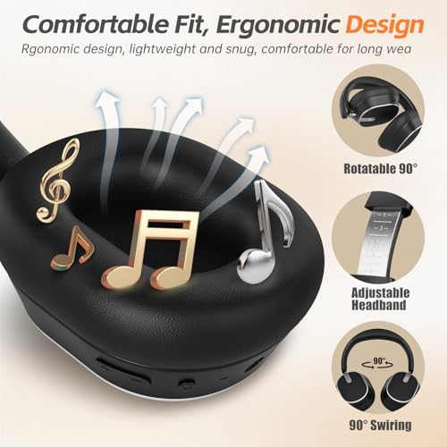 Experience Superior Sound Quality with Sisism Hybrid Active Noise Cancelling Over-Ear Headphones – Unmatched 60-Hour Playtime & Deep Bass – Luxurious Memory Foam for Ultimate Comfort – Seamless Bluetooth Connectivity for Effortless Device Pairing – Perfect for Travel and Office Use