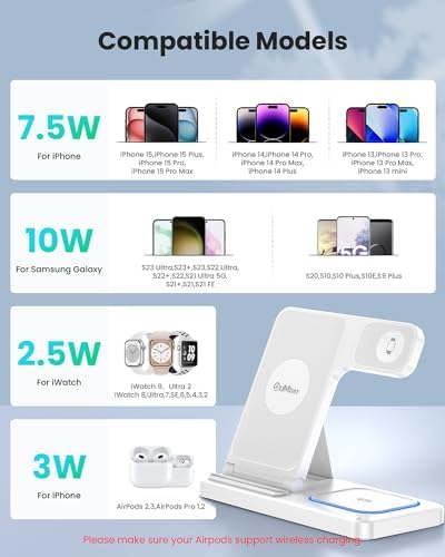 Revolutionary DUMTERR 3-in-1 Fast Wireless Charging Station for i Phone 16/15/14/13/12, Apple Watch Series 10, and Air Pods 4 – Sleek Docking Solution for Effortless Desk and Nightstand Organization, Superior Safety Features, and Rapid Charging Efficiency for All Your Apple Devices