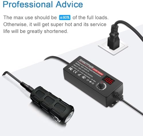 SHNITPWR Universal AC to DC Power Adapter – 48 W Adjustable Voltage Converter (3 V to 24 V) with 14 Interchangeable Tips & Polarity Converter for Maximum Device Compatibility and Efficient Performance, Ideal for Electronics Enthusiasts and Professionals