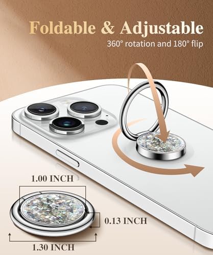 GVIEWIN Stylish Marble Phone Ring Holder with 360° Rotation for Ultimate Grip and Kickstand Functionality – Compatible with i Phone 16 Pro Max, 15 Plus, 14, 13, 12 Series & Galaxy S25/S24 Ultra – Elegant Flowing Sakura Design for Enhanced Safety and Usability