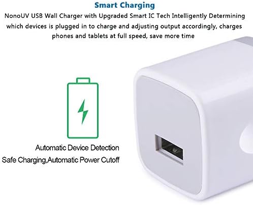 Compact USB Wall Charger for i Phone & Samsung Devices – 10-Pack Nono UV Single Port Power Adapter – 1 A/5 V Fast Charging Block for Travel and Home Use – Ultimate Compatibility for i Phone 15, 14, 13, 12, 11 Pro, SE, XR, XS, X, 8, 7, 6 Plus & i Pad – Reliable, Travel-Friendly Charging Solution for Multi-Device Power Needs