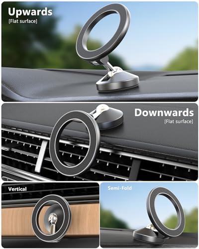 Premium Magnetic Car Phone Holder with 360° Rotation for i Phone & Android – Mag Safe Compatible Metal Mount in Elegant Golden Finish – Secure Grip for Safe Navigation and Hands-Free Calling – Ideal for i Phone 16, 15, 14, 13 Pro Max and More – Enhances Driving Safety with Stylish Design