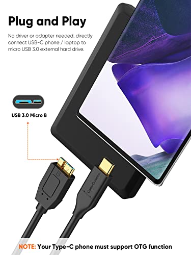 High-Speed 1 FT USB C to Micro B Cable – 10 Gbps Data Transfer for i Phone 15, Seagate & WD External Hard Drives – Durable Braided Design for Enhanced Connectivity & Reliability – Perfect Length for Travel & Desk Use – USB 3.1 Type C Compatible
