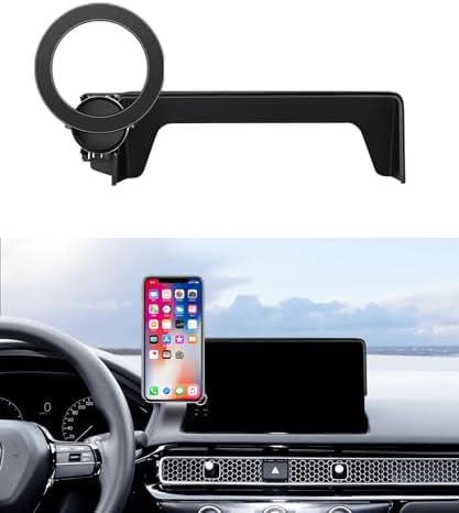 Maser Weller 360° Rotating Car Phone Holder for Honda Civic 2022-2025 – Mag Safe Compatible Mount for 7/9-inch Screens, Secure Clip Design that Preserves Air Vent Functionality and Enhances Driving Safety
