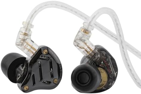 Experience Unrivaled Audio Precision with Linsoul KZ ZS10 PRO Hybrid IEM – 1 Dynamic + 4 Balanced Armature Drivers for Extraordinary Sound Clarity, Customizable 4-Level Tuning for Tailored Listening, Advanced 3-Way Crossover for Optimal Frequency Response, Premium Silver-Plated Cable for Superior Signal Integrity – Ideal for Musicians, Audiophiles, and Gamers with Integrated Microphone in Elegant Black Design