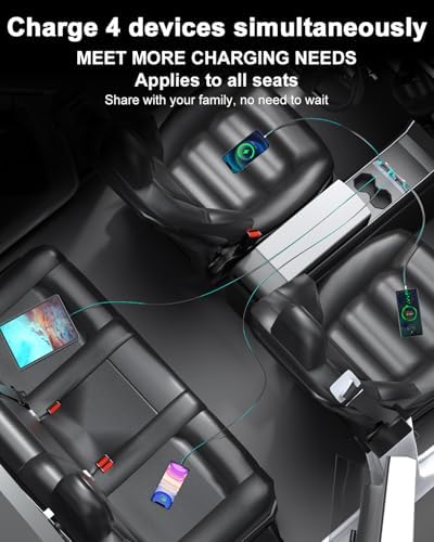 Revolutionize Your Tesla Model 3 and Model Y with Our Waterproof USB Hub – Fast Charging Docking Station for 2021-2024 Models, Multi-Port Design for Effortless Device Connectivity, Perfect Fit for Center Console (Excludes Model 3 2024) – Superior Durability and Seamless Power Solutions for Tesla Enthusiasts
