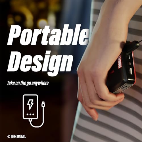 Marvel Spider-Man 10,000 m Ah Portable Power Bank – Ultimate Slim Design Phone Charger with Dual USB Ports for Rapid Charging – Perfect Spider-Man Gifts for Fans of All Ages – Stylish, Lightweight, and Highly Compatible Charging Solution for Smartphones and Tablets