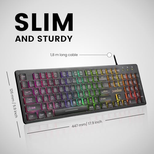 Transform Your Workspace with the Perixx PERIBOARD-317 RGB Wired Backlit USB Keyboard – Enhanced Visibility with Big Print Keys and Dynamic RGB Illumination for Ultimate Typing Comfort – Ideal for Gamers and Professionals Alike – US English Layout for Seamless Navigation and Cross-Platform Compatibility – Elevate Your Productivity and Style Today!