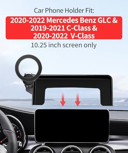 Premium 360° Rotation Car Phone Holder for 2023-2025 Mercedes Benz GLC & 2022-2025 C-Class – Mag Safe Compatible Mount for 12.3-Inch Digital Instrument Cluster – Secure Clip Design for Enhanced Stability & Hands-Free Convenience – Ideal Smartphone Accessory for Navigation and Calls